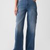 High Rise Stride Wide-Leg Cargo Jeans