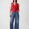 High Rise Stride Wide-Leg Cargo Jeans