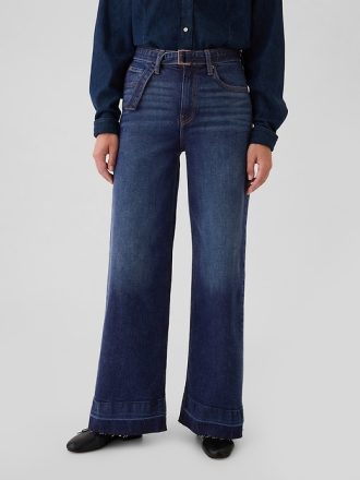 High Rise Stride bältade jeans med vida ben