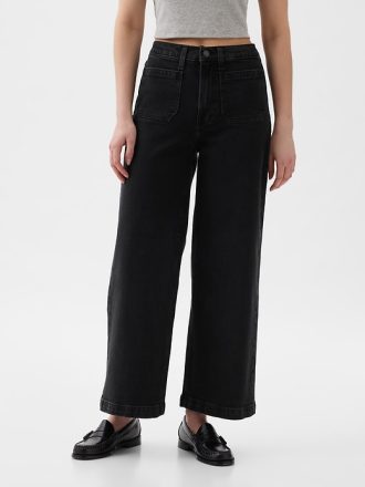 High Rise Stride wide-leg ankel jeans