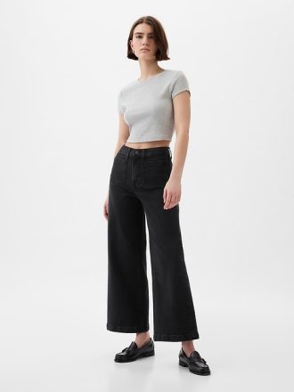 High Rise Stride wide-leg ankel jeans