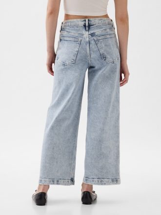 High Rise Stride wide-leg ankel jeans