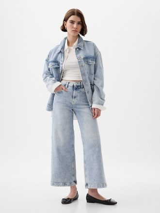 High Rise Stride wide-leg ankel jeans