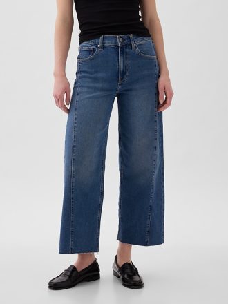High Rise Stride wide-leg ankel jeans