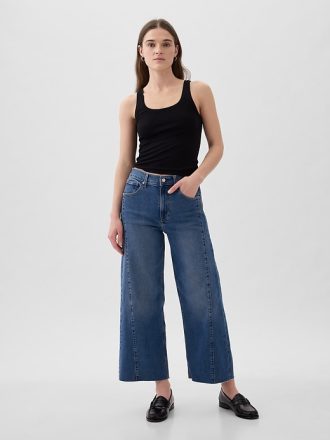High Rise Stride wide-leg ankel jeans