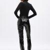 High Rise Vegan Lack Vintage Slim Pants