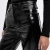 High Rise Vegan Lack Vintage Slim Pants