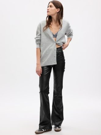 High Rise Vegan Leather 70-tal Flare Pants