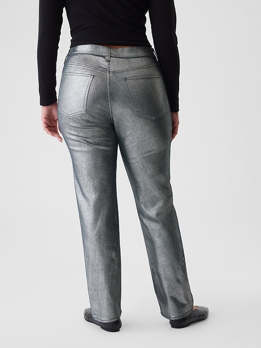 Höga metalliska raka jeans från 90-talet Höga metalliska raka jeans från 90-talet