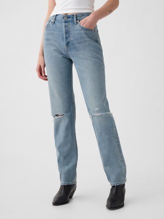 Höga styva raka jeans från 90-talet
