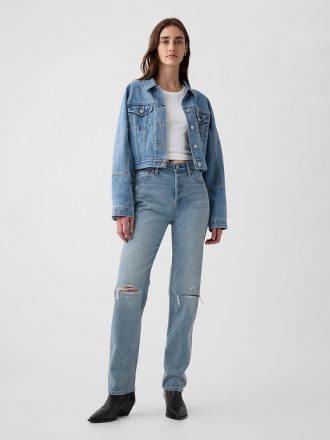 Höga styva raka jeans från 90-talet