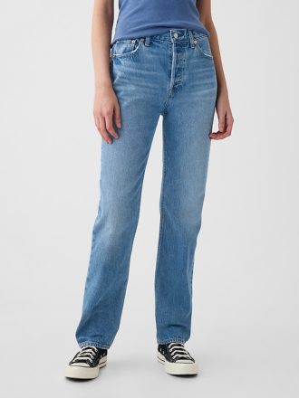 Höga styva raka jeans från 90-talet