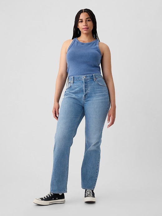 Höga styva raka jeans från 90-talet Höga styva raka jeans från 90-talet