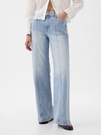 Högt stigande jeans med vida ben