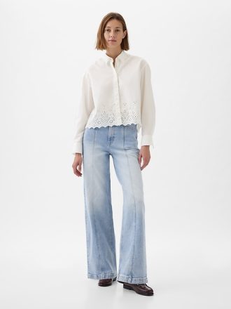 Högt stigande jeans med vida ben