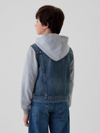 Ikon jeansjacka med huva för barn