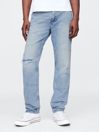 Järnvägsrandiga raka Carpenter-jeans