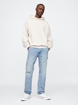 Järnvägsrandiga raka Carpenter-jeans