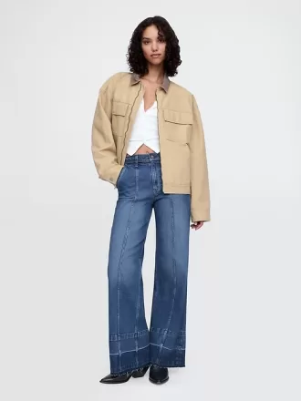 Jeans med vida ben i högt läge