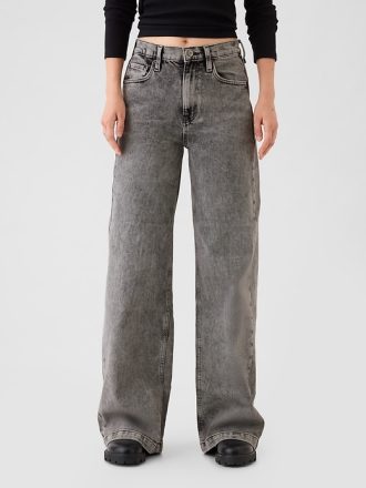 Jeans med vida ben med hög resning