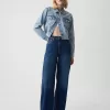 Jeans med vida ben med hög resning