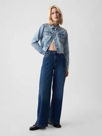 Jeans med vida ben med hög resning