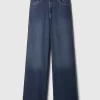 Jeans med vida ben med hög resning