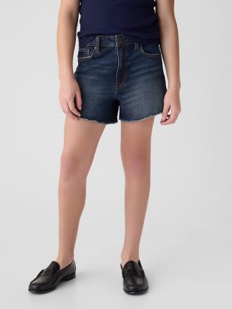 Jeansshorts i hög höjd för barn