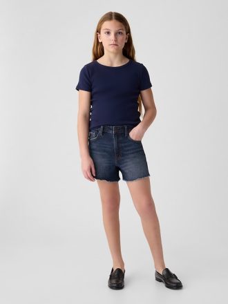 Jeansshorts i hög höjd för barn