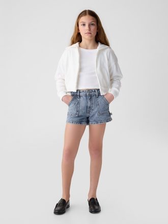 Jeansshorts i hög höjd för barn