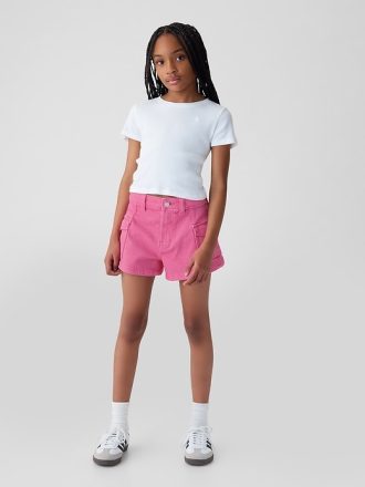 Jeansshorts i hög höjd för barn