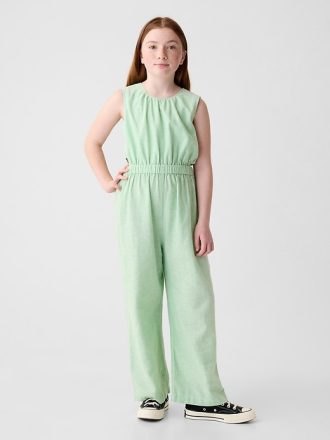 Jumpsuit i linne-bomull för barn
