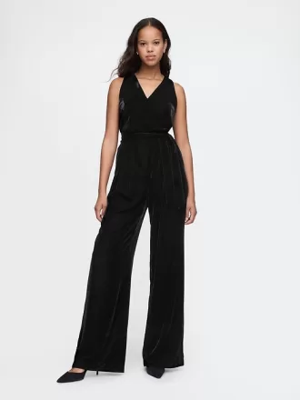Jumpsuit med V-ringad sammet