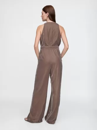 Jumpsuit med V-ringad sammet