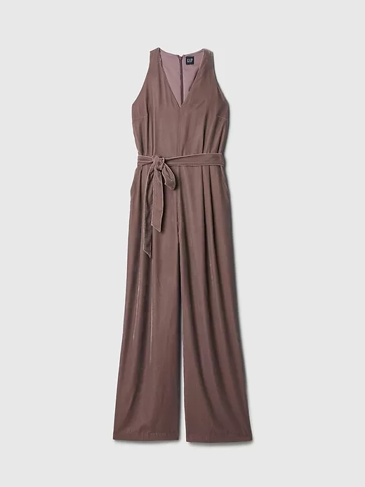 Jumpsuit med V-ringad sammet Jumpsuit med V-ringad sammet