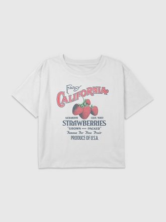 Kids California Strawberries Grafisk Boxy Crop Tee