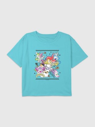 Kids Care Bears Tattoo Flash Graphic Boxy Crop T-shirt