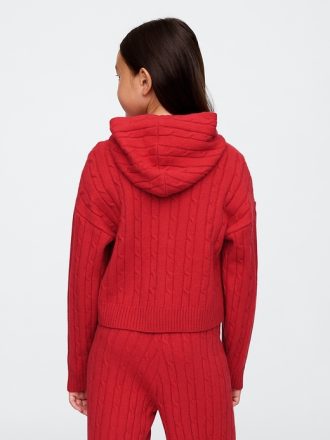 Kids CashSoft Cable Knit Sweater Hoodie