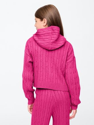Kids CashSoft Cable Knit Sweater Hoodie