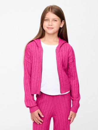 Kids CashSoft Cable Knit Sweater Hoodie