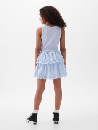 Kids Eyelet Tiered Klänning