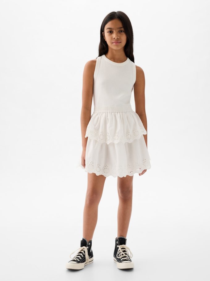 Kids Eyelet Tiered Klänning