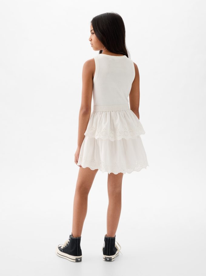 Kids Eyelet Tiered Klänning