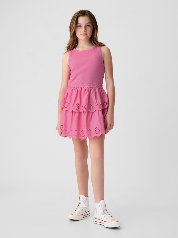 Kids Eyelet Tiered Klänning