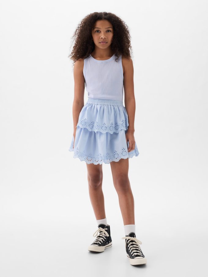 Kids Eyelet Tiered Klänning