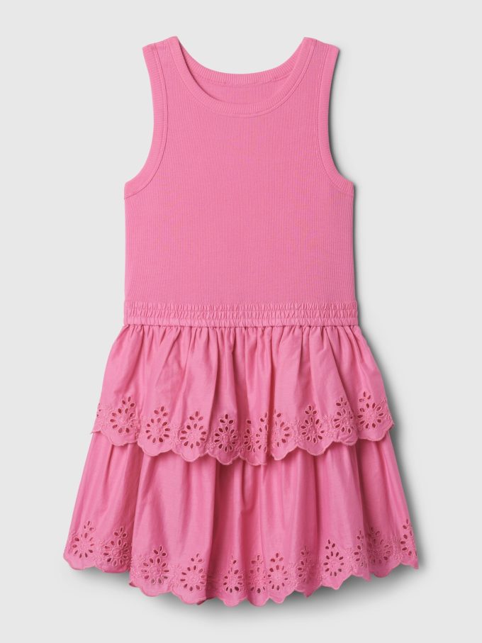 Kids Eyelet Tiered Klänning