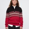 Kids Fair Isle tröja med halv dragkedja
