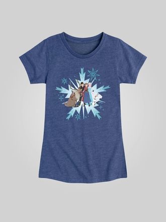 Kids Frozen Elsa and Friends Winter Scene Fitted kortärmad grafisk t-shirt