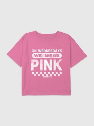 Kids Mean Girls På onsdagar bär vi rosa grafisk Boxy Crop Tee