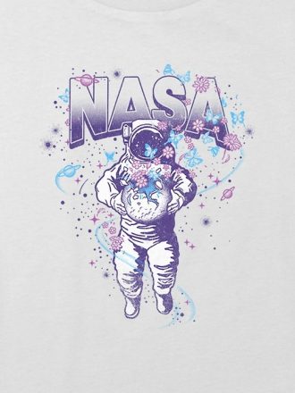 Kids NASA Pastell Astronaut Graphic Boxy Crop Tee